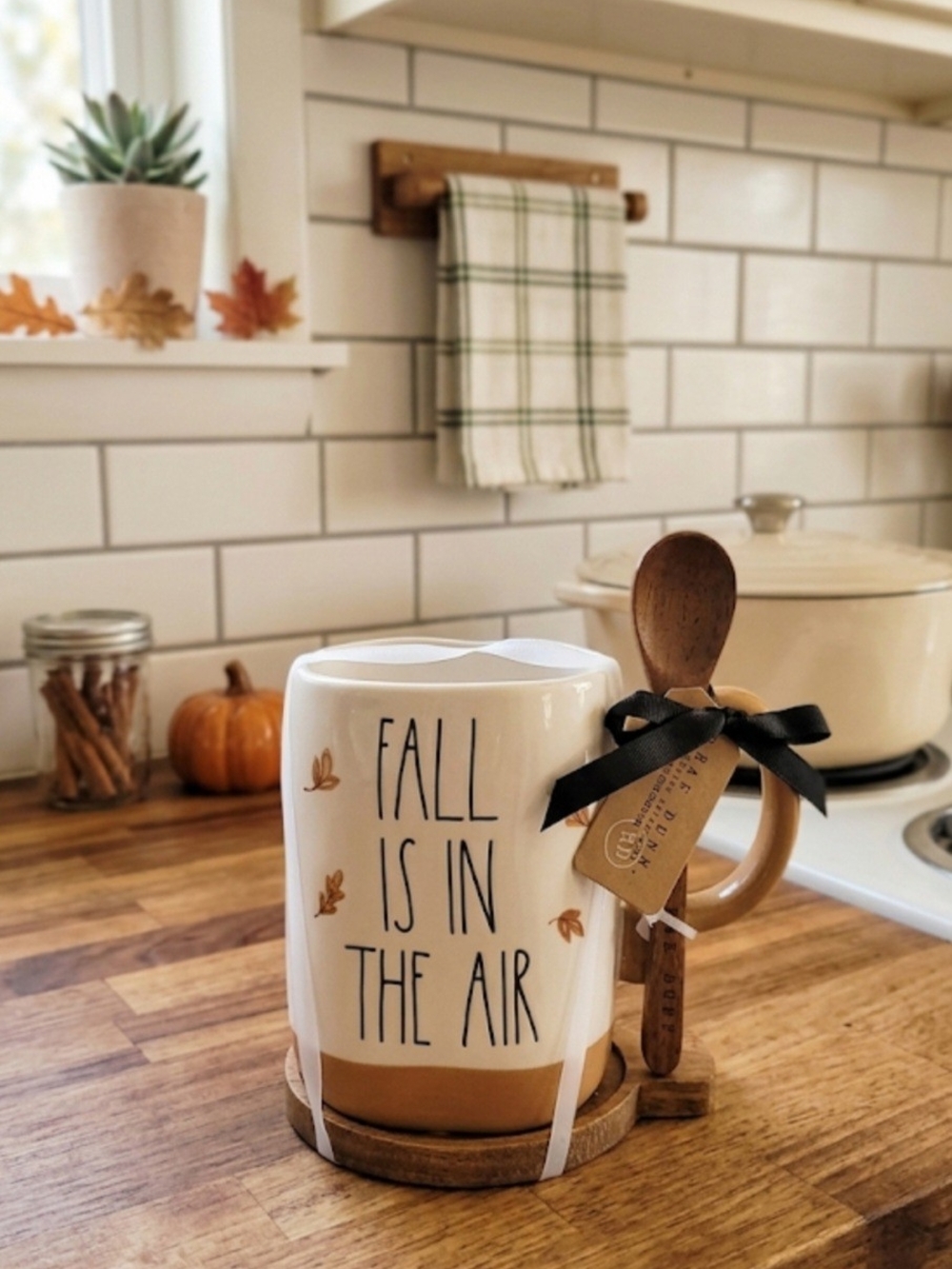 Rae Dunn Fall Is In The Air Ceramic Mug with Spoon